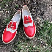 Обувь ручной работы handmade. Livemaster - original item Oxford shoes red / ivory beige sole. Handmade.