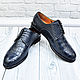 Genuine crocodile leather derby, blue color, custom made!. Derby. SHOES&BAGS. Online shopping on My Livemaster.  Фото №2