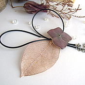 Украшения handmade. Livemaster - original item Pendant with A Real Hydrangea Flower Purple Gold Necklace. Handmade.