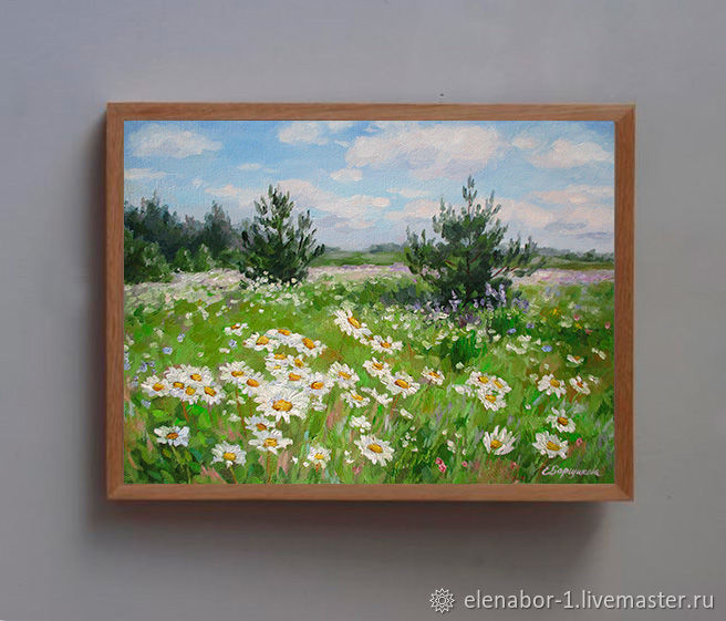 Картина маслом Летняя полянка с ромашками в интернет-магазине на ...