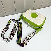 Сумки и аксессуары handmade. Livemaster - original item Crossbody bag made of leather with a stitch color light green milk. Handmade.