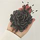 Брошь-булавка из натуральной кожи: черная роза  Тотти. Брошь-булавка. Кожаные затеи (Evgenia). Ярмарка Мастеров.  Фото №6