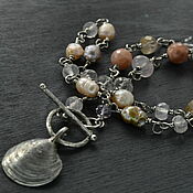 Работы для детей, handmade. Livemaster - original item NECKLACE Silver. Beads from Natural Stones. Pendant. Handmade.