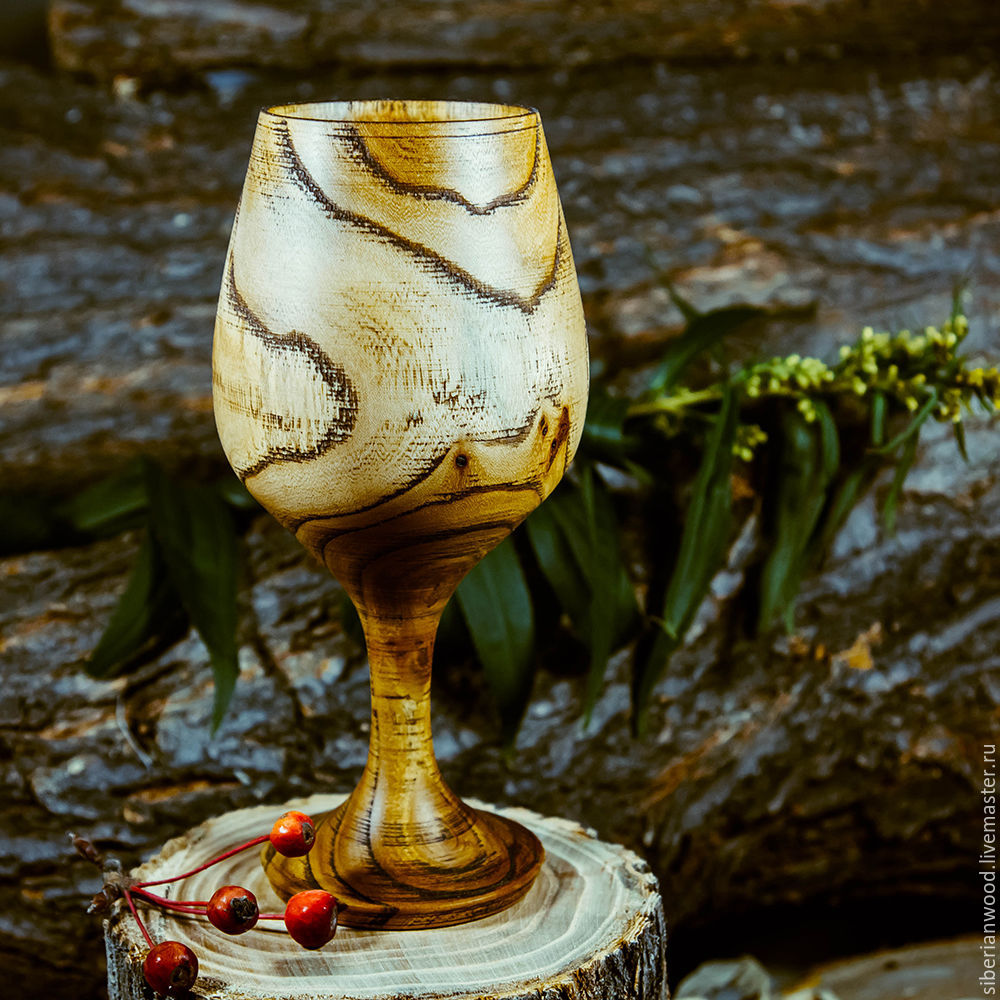 Wooden glass made of wood natural Siberian elm G1, Wine Glasses, Novokuznetsk,  Фото №1