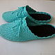 Slippers - flip flops for home ( cotton - turquoise ). Slippers. Makosh. Online shopping on My Livemaster.  Фото №2