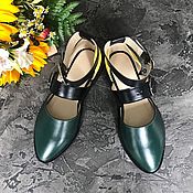 Обувь ручной работы handmade. Livemaster - original item Cosmo sandals green/yellow. Handmade.