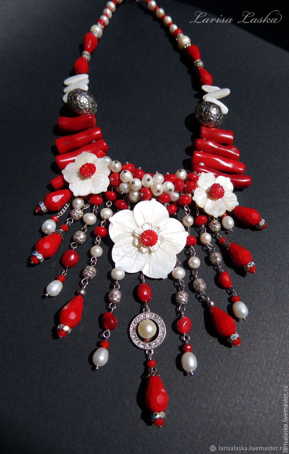 Колье из кораллов "Лютики- цветочки" – заказать на Ярмарке Мастеров ...