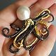 Brooch 'Abyss' with sea pearls made of silver, Brooches, Voronezh,  Фото №1