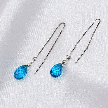 ручной работы. Ярмарка Мастеров - ручная работа Серебряные серьги протяжки с кварцем Капель. Handmade.