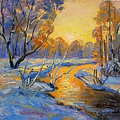 Картина маслом зимний пейзаж В лесу
