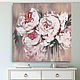 OIL PAINTING OF PEONIES on canvas. Oil painting of Handmade Peonies, Pictures, Moscow,  Фото №1