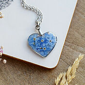 Украшения handmade. Livemaster - original item Heart pendant with real flowers. Pendant with forget-me-nots as a gift. Handmade.