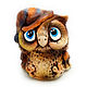 Ceramic statuette 'Owl in a hat', Figurine, Balashikha,  Фото №1