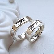 Свадебный салон handmade. Livemaster - original item Paired wedding rings with wedding date silver (Ob63). Handmade.