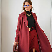 Одежда handmade. Livemaster - original item Demi-season wool coat, burgundy double-breasted wool coat. Handmade.