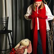 Аксессуары handmade. Livemaster - original item Scarf with tassels ACCENT red voluminous long made of premium yarn. Handmade.