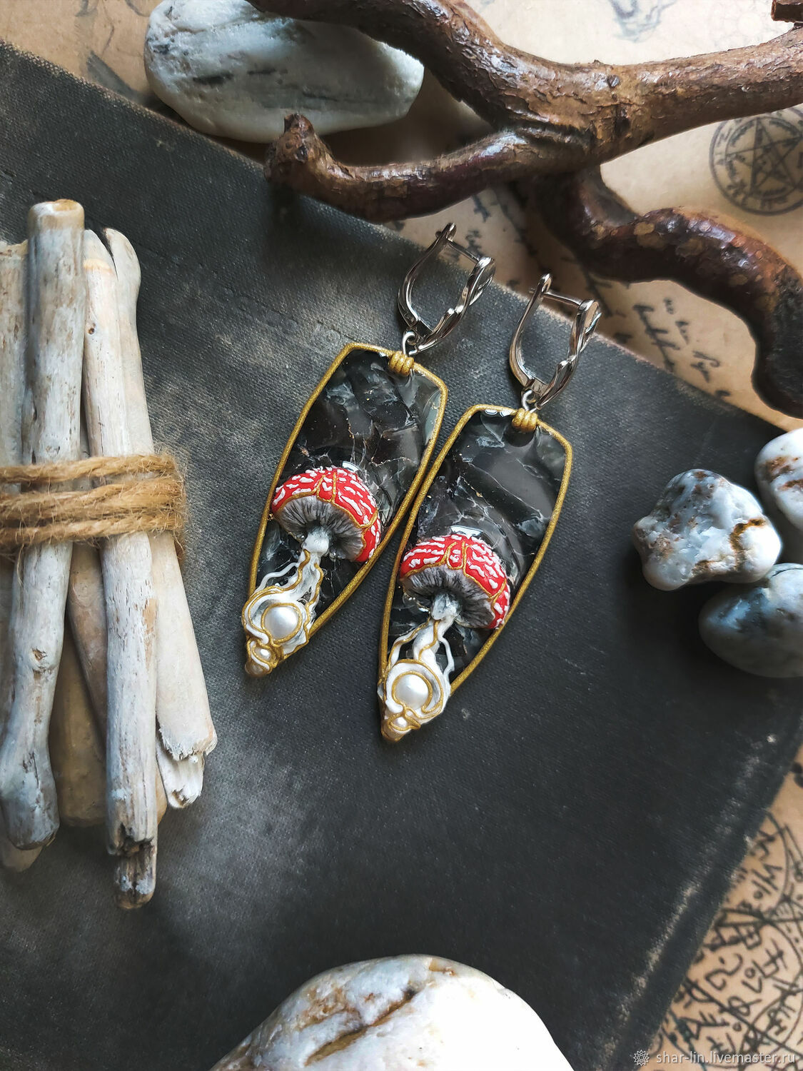 Серьги "Мухоморы" - с жемчугом в стиле Модерн – заказать на Ярмарке ...