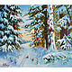 Oil painting landscape 'Winter forest', Pictures, Belorechensk,  Фото №1
