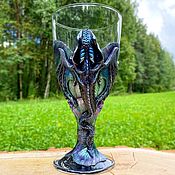 Посуда handmade. Livemaster - original item Wine glass with Dragon and Amethyst. Handmade.