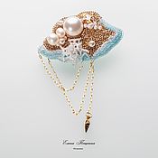 Украшения handmade. Livemaster - original item White gold beaded Island brooch. White Pearl. Handmade.