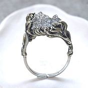 Безразмерное серебряное кольцо "Нереида"