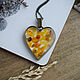 Heart pendant with a crumb of natural stones. Pendant with amber, garnet. Pendant. OrlovaResinJewelry. My Livemaster. Фото №4