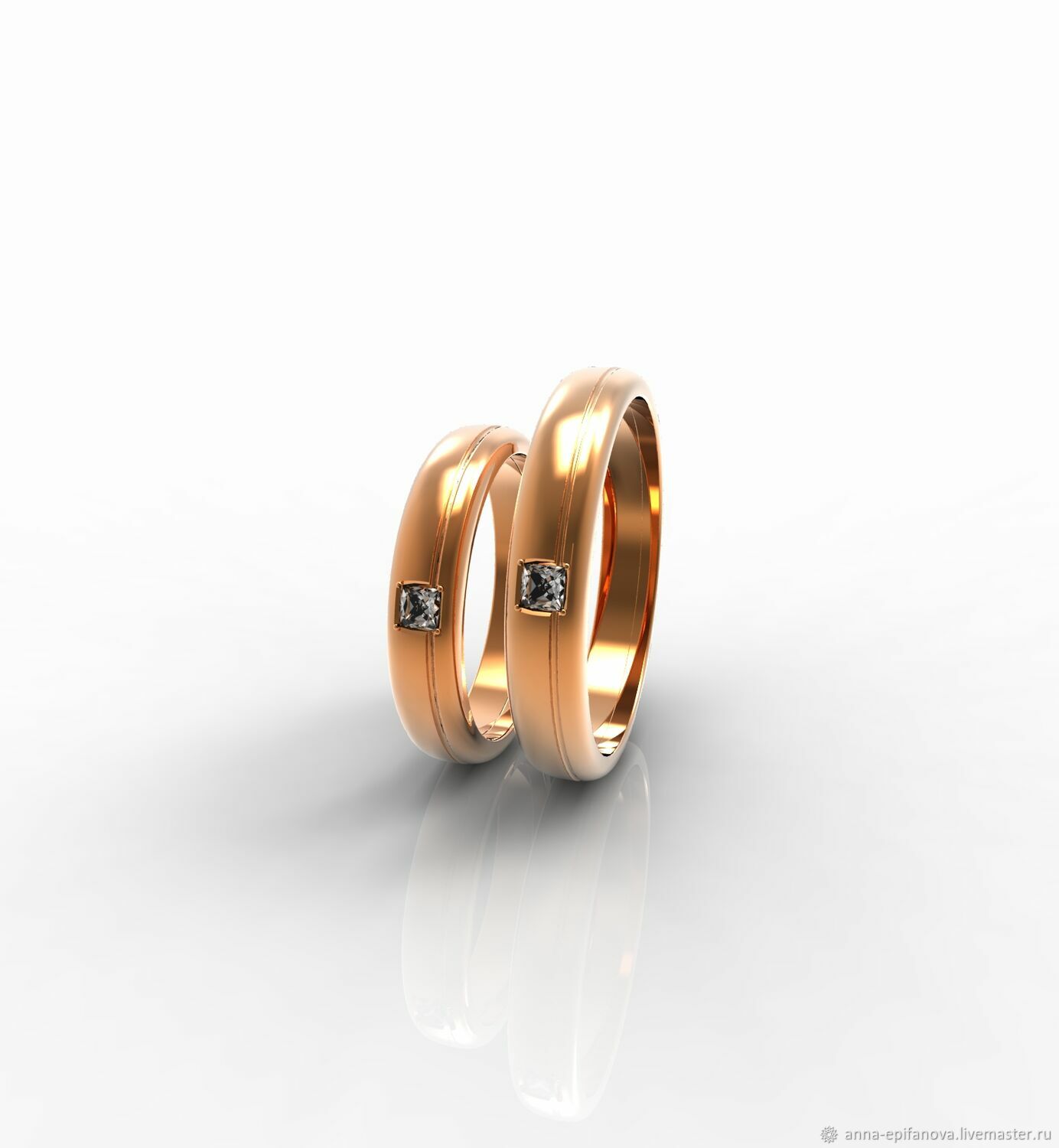 Обручальные парные кольца с камнями золото 585 (Об16) в интернет-магазине Ярмарка Мастеров по цене 38200 ₽ – R52AORU
