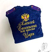 Мужская одежда handmade. Livemaster - original item Gifts for a man velour-terry dressing gown with embroidery. Handmade.