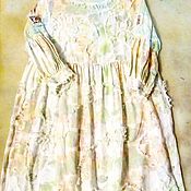 Платье из хлопка " Жёлтые розы на сером"