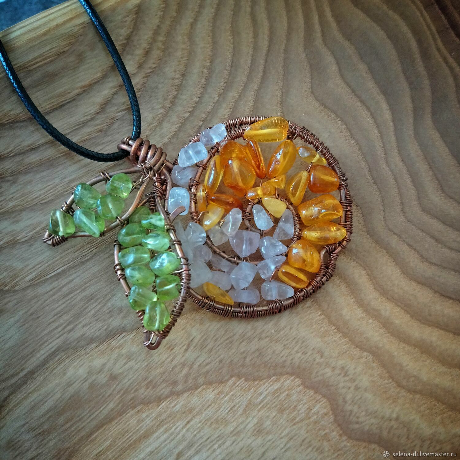 Copper bullseye wire wrap pendant, Pendant, Bratsk,  Фото №1