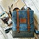 Backpack made of genuine leather 'Satchel' gray-blue, Backpacks, St. Petersburg,  Фото №1