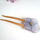 Wooden Beech Hairpin with Hydrangea Flower Lilac Gold. Hairpin. WonderLand. Online shopping on My Livemaster.  Фото №2