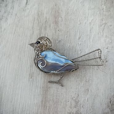 Украшения ручной работы. Ярмарка Мастеров - ручная работа Брошь птичка wire wrap. Handmade.