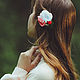 Заколка для волос с белой и розовой розами, ромашками и малиной. Заколки. Оксана (oxigfashion). Ярмарка Мастеров.  Фото №6