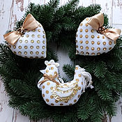 Сувениры и подарки handmade. Livemaster - original item Gold Christmas decorations on the Christmas tree Heart pendant Cockerel toy Christmas Tree. Handmade.