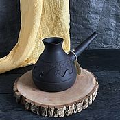 Глиняная кеци для духовки с орнаментом Горы, с ручками с крышкой