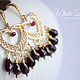 Garnet earrings, hearts, gold. Earrings. White Book. Online shopping on My Livemaster.  Фото №2