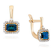 Украшения handmade. Livemaster - original item 585 gold earrings with sapphires and diamonds. Handmade.