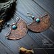 Copper larimar earrings-Big ethnic earrings-Oriental. Earrings. Strangell Jewelry. Online shopping on My Livemaster.  Фото №2