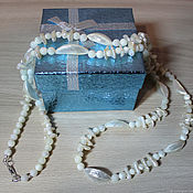 Работы для детей, handmade. Livemaster - original item Beads made of natural mother of pearl and pearls Radiance. Handmade.