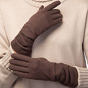 Винтаж handmade. Livemaster - original item Size S. Winter knitted gloves made of brown wool. Handmade.