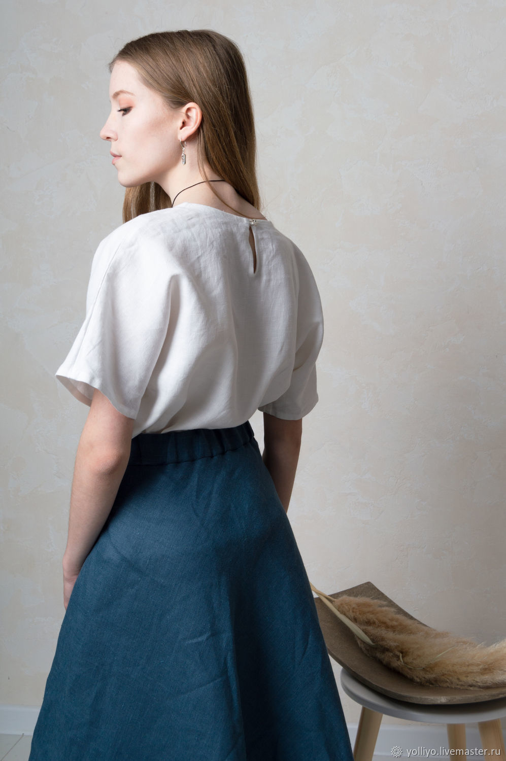 Льняная блуза с коротким рукавом, Блузки, Тверь,  Фото №1