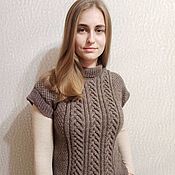 Одежда handmade. Livemaster - original item Women`s knitted vest (sleeveless jumper) brown. Handmade.