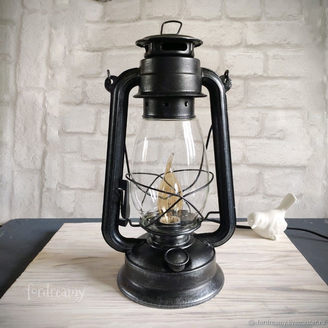 Керосиновая лампа электрическая настольная для дома дачи ночник ретро .
