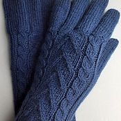 Аксессуары handmade. Livemaster - original item Knitted gloves 2173S, blue. Handmade.