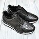 Men's sneakers, made of genuine python leather and calfskin, with fur