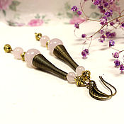 Украшения handmade. Livemaster - original item Earrings with rose quartz 