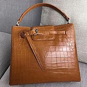 Сумки и аксессуары handmade. Livemaster - original item Classic crocodile leather bag in light brown.. Handmade.