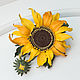 Necklace from leather with the sunflower a Little sun. brooch made of leather. Necklace. lanssveta. Online shopping on My Livemaster.  Фото №2