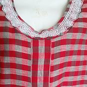 Одежда handmade. Livemaster - original item Linen blouse in a cage. Handmade.